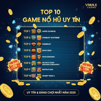 Bảng xếp hạng top 10 game Nổ Hũ uy tín năm 2025, minh họa bằng các biểu tượng Jackpot và tiền vàng